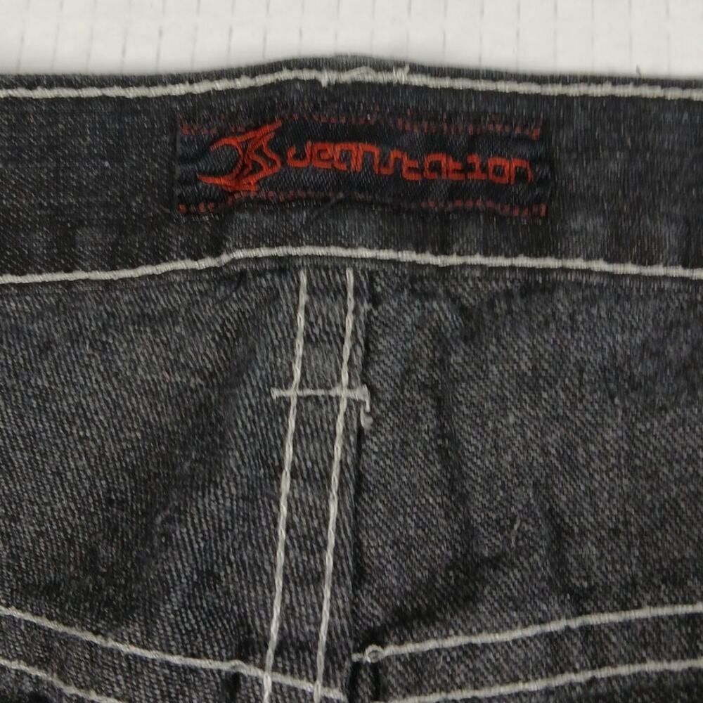 Jean Station Men's Black Demin Shorts with Leather Pockets - Size 40 - Picture 4 of 4